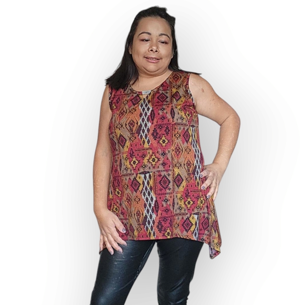 M&E Womens Medium Vibrant Retro Tank Top.